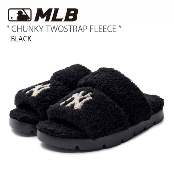 MLB エムエルビー ミュール MLB CHUNKY TWOSTRAP FLEECE BLACK チ...