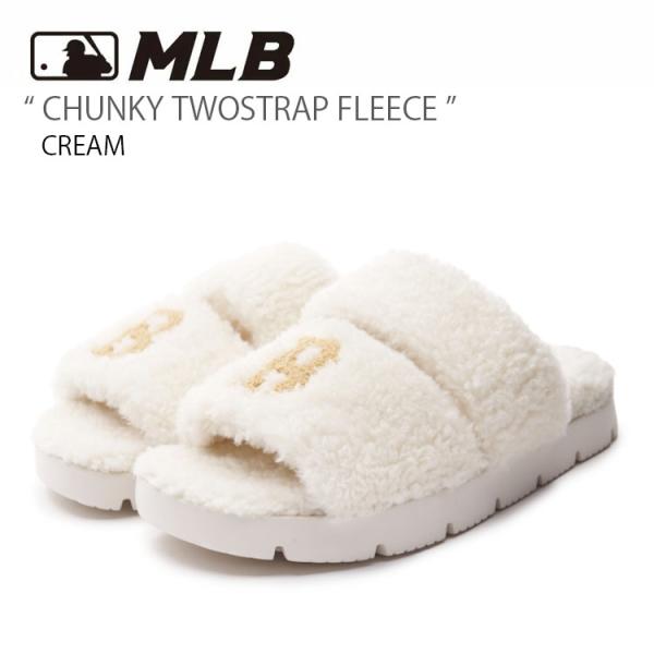 MLB エムエルビー ミュール MLB CHUNKY TWOSTRAP FLEECE CREAM チ...