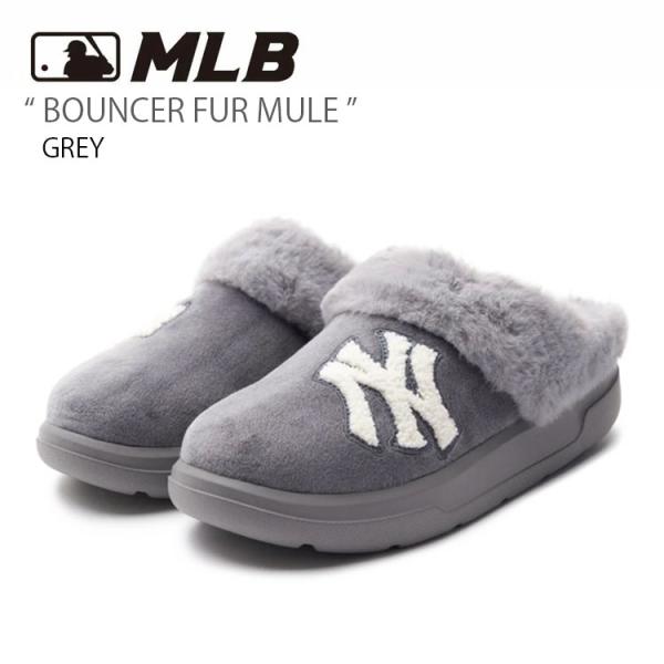 MLB エムエルビー レディース ミュール MLB BOUNCER FUR MULE GREY バウ...
