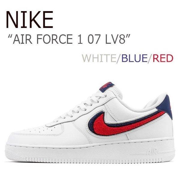 NIKE AIR FORCE 1 07 LV8 エア フォース 1 WHITE BLUE RED ホ...