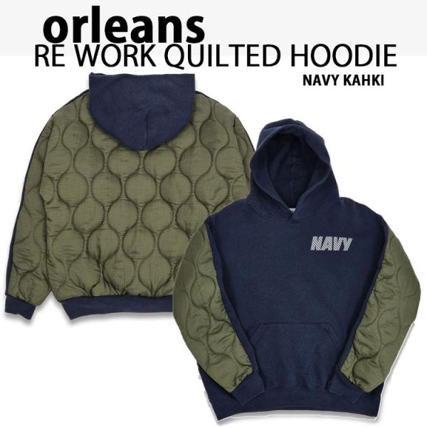 orleans キルティングジャケット re work quilted hoodie ミリタリージャ...