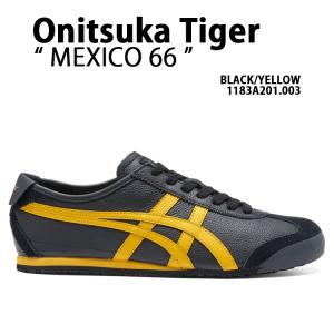 Onitsuka Tiger オニツカタイガー スニーカー MEXICO 66 メキシコ 66  1183A201.003 シューズ BLACK YELLOW レザー 本革 ブラック イエロー｜a-dot