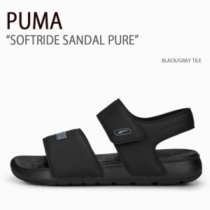 PUMA プーマ サンダル SOFTRIDE SANDAL PURE BLACK GRAY TILE ソフトライドサンダルピュア ブラック グレータイル シューズ メンズ レディース 389083-01｜a-dot