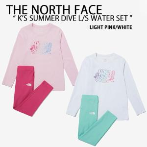 THE NORTH FACE ノースフェイス キッズ セットアップ K'S SUMMER DIVE L/S WATER SET ラッシュガード 水着 UVカット 冷感素材 PINK WHITE 水遊び NT7TP04T/U