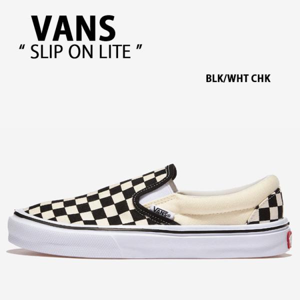 VANS バンズ スニーカー SLIP ON LITE BLACK WHITE CHECKER BO...