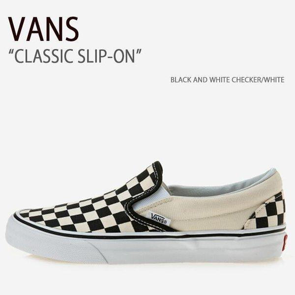 VANS バンズ スニーカー CLASSIC SLIP-ON BLACK AND WHITE CHE...