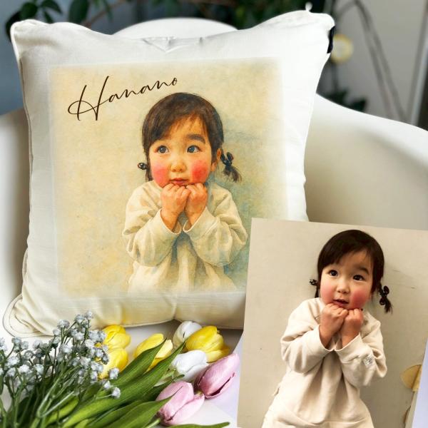 プレゼントにも◎ わが子 オーダークッション カバー 誕生日 記念 出産祝い  プレゼント 還暦祝い...