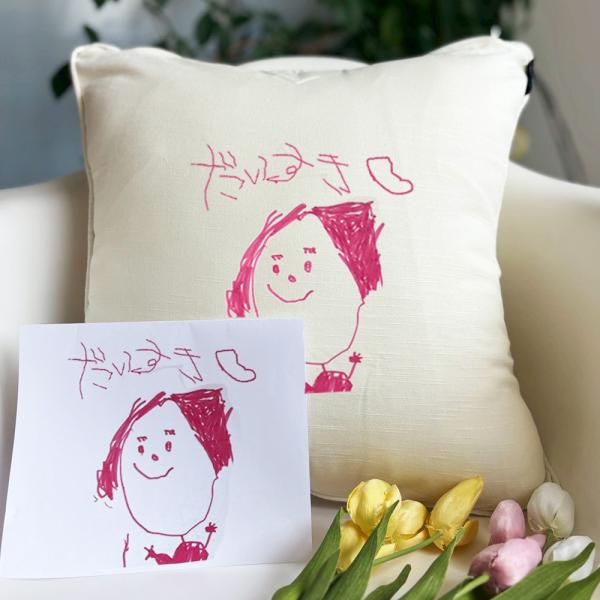 プレゼントにも◎ 子供の書いた絵で世界に一つだけのクッションカバー  わが子 孫   記念  誕生日...