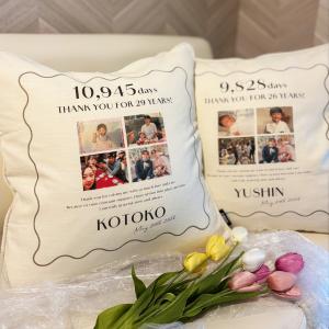 クッションで伝える 子育て感謝状 クッションカバー｜結婚式｜ウエディング｜両親贈呈品