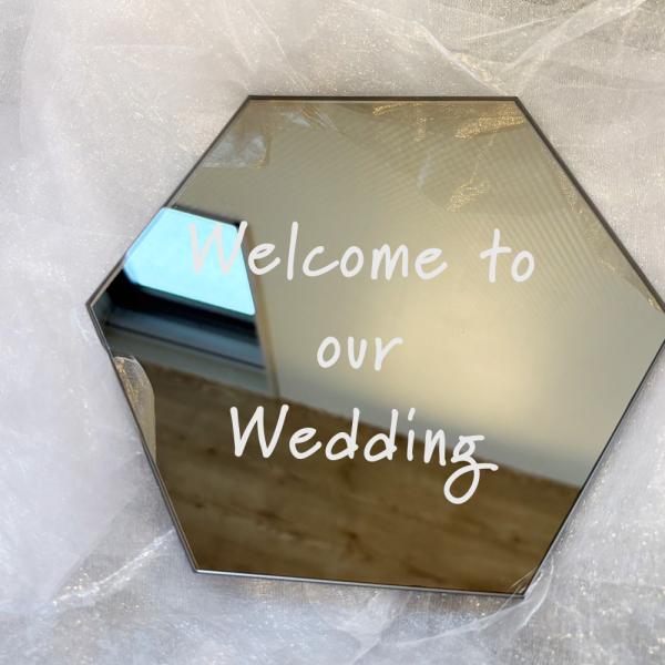 002小さめミラーに◎ウェルカムミラーステッカー 【結婚式 記念日 ウェディングミラー ウェルカムボ...