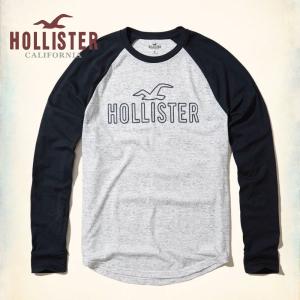 ホリスター HOLLISTER メンズ  ロンT 長袖 カラーブロック ラグラン グラフィックTシャツ ヘザーホワイト