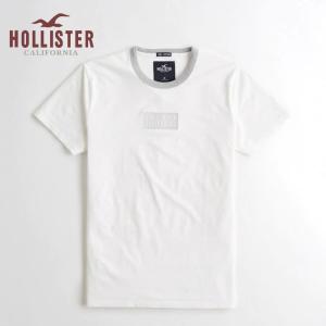 ホリスター HOLLISTER メンズ Tシャツ 半袖  刺繍入りロゴグラフィックTシャツ ホワイト×グレー