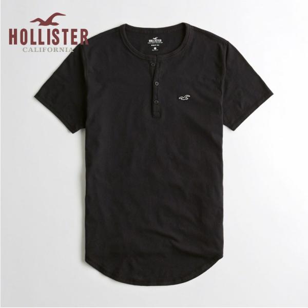 ホリスター メンズ Tシャツ マストハブ ヘンリー ブラック HOLLISTER 半袖