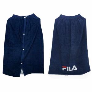 (FILA/フィラ) 123404 巻タオル NV 80cm丈 (742417) 123-404 キッズ 子供用 タップタオル ふわふわタオル 巻きタオル ボタン付き｜a-k-k