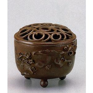彫金シリーズ 香炉 132-04 平丸 牡丹 床の間 置物 仏具 銅