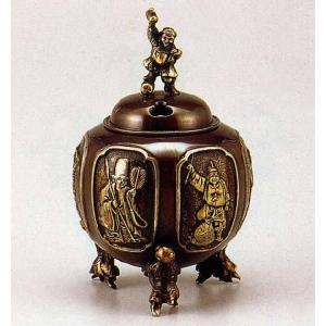 香炉 平丸獅子蓋 136-58 床の間 置物 仏具 銅 ブロンズ : 古都-京都