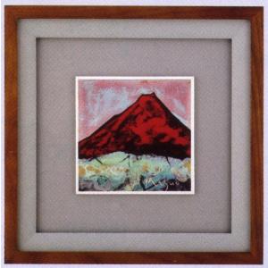 作家 彫金パネル 「陶板額 赤富士」 画家池田満寿夫 : 日本ものこと