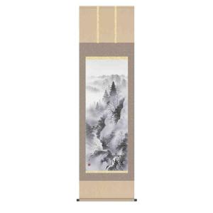 水墨掛け軸 185×53cm『高砂／月峰作』桐箱付き 掛軸 夫婦円満 長寿