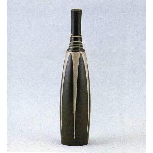 通産大臣指定伝統的工芸品　一輪生象嵌(限定品）金森 映井智　花瓶 93-51　床の間　置物　ブロンズ