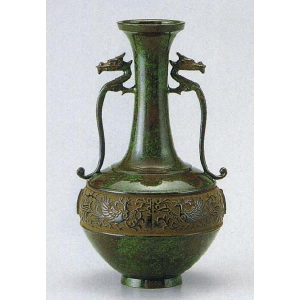 竜耳瑞鳥　花瓶   106-55　花器　床の間　置物　銅製　ブロンズ