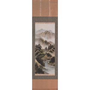 掛け軸 彩色山水 渡辺玉豊 美術名典掲載作家 掛軸 全国送料無料 : 古都
