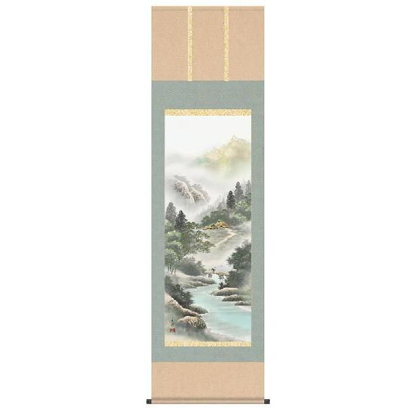 掛け軸　四季山水（夏）　単品　中山雪邨　掛軸