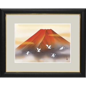 額　和の雅び 伝統の趣　加藤洋峯　開運画  赤富士飛翔　絵画