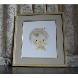 絵画 いわさきちひろ 子犬と雨の日の子どもたち 額 児童画 色紙