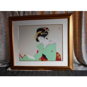 上村松園 「螢」木版画 美人画 着物 和風 額縁入り 西宮市大谷記念美術館蔵 Amazon.co.jp: 上村松園 「螢」木版画 美人画 着物 和風 額縁