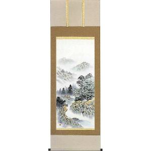 掛け軸 彩色山水 織部竹峰 美術年鑑掲載作家 掛軸 全国送料無料 : 古都