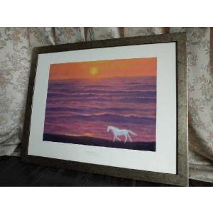平山郁夫　「夕陽の砂漠」　岩絵具方式複製画　刷り込みサイン・作品証明シール有り 平山郁夫 「夕陽の砂漠」 岩絵具方式複製画 刷り込みサイン