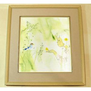 真作 いわさきちひろ ぶどうを持つ少女 リトグラフ 絵 公式】アンティーク家具ラフジュ工房商品詳細ページ真作