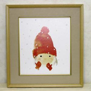絵画 いわさきちひろ 子犬と雨の日の子どもたち 額 児童画 色紙