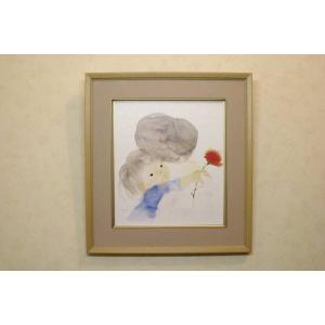 絵画 いわさきちひろ バラ飾りの帽子の少女 額 児童画 色紙 送料無料