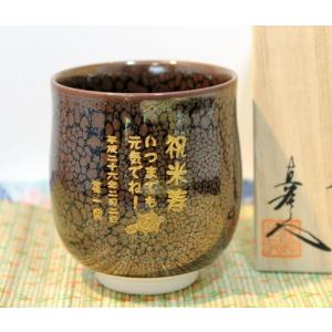 湯呑み 名入り有田焼 油滴天目 純金 退職祝い...の詳細画像2