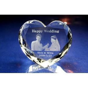 楯　クリスタル盾 2Dフォト クリスタル ハート型（小）