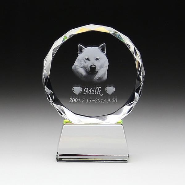 位牌　名前ロゴ入り 2Dフォトクリスタル KP-4 サークルダイアカット ペットメモリアル記念品 ガ...