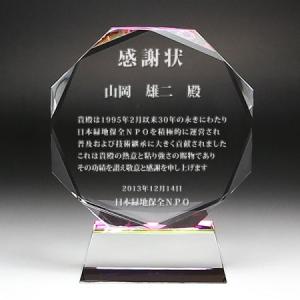 楯　クリスタル DP-9（S：13cm×16cm×4.5cm ）ホログラムサンドブラスト彫刻 スポーツ大会記念品 表彰楯 退職記念品｜a-kana