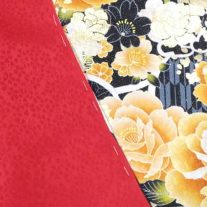 振袖 洋花 黒 / 正絹 仮絵羽 未仕立て 八...の詳細画像5