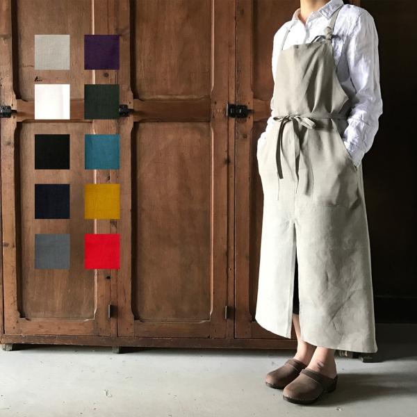 リネンフルエプロン　NOVEMBER LINEN ノーベンバーリネン　LINEN100％　日本製　レ...