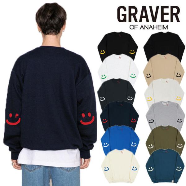 グレーバー トレーナー GRAVER 正規販売店 ELBOW SMILE DRAWING CLIP ...