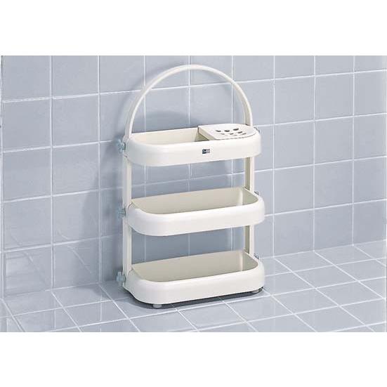シャンプーラック  ホワイト 3段 お風呂 ラック 収納 水回り 石けん皿付き 掃除 清潔  a-l...