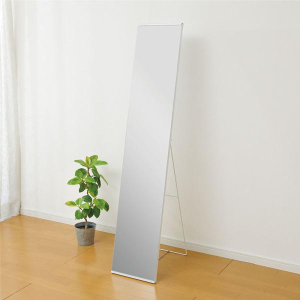 【爆買】ノンフレーム スタンドミラー １個 ホワイト 自立型 飛散防止加工 姿見 シンプル 鏡 ミラ...