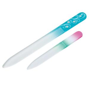 新色 つめやすり 携帯用 ネイルケアガラス製爪ヤスリ大小セット メール便対応商品 コバルト