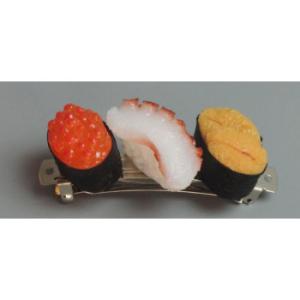 日本職人が作る  食品サンプル バレッタ　ミニ寿司3貫セットC(たこ・うに・いくら)　IP-400