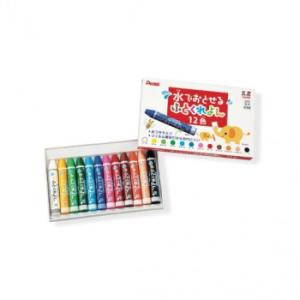 ぺんてる　水でおとせるふとくれよん12色  GWM1-12  1個入　メール便対応商品