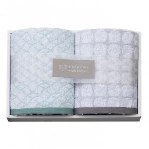 KATACHI KOKOCHI フェイスタオル2P グリーン×グレー 箱入 K-20106
