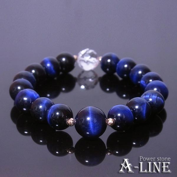 パワーストーン ブレスレット 金運UPに AAAオーシャンブルータイガーアイ(染め)12mm＆10ｍ...