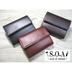 財布 レディース メンズ 三つ折り ブランド ミニ財布 コンパクト S.O.A おしゃれ 本革 イタ...