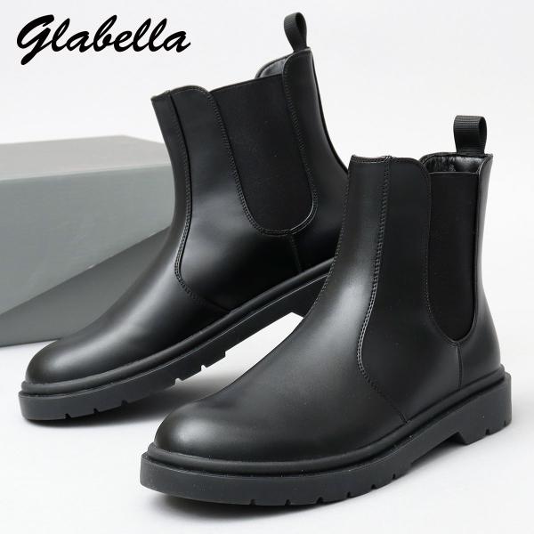 在庫限り50%OFFクーポン サイドゴアブーツ メンズ ショートブーツ 合皮 レザー 黒 ブラック ...